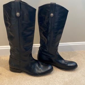 Frye Melissa button black leather boots